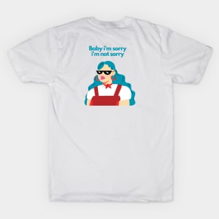 Baby cool blue hair girl with glasses red aesthetic illustration T-Shirt